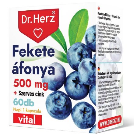 Dr. Herz Fekete Áfonya 500 mg + Szerves Cink 60 db kapszula